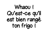 Whaou   Qu est-ce qu il est bien rangé ton frigo  
