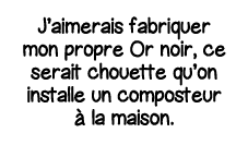 J aimerais fabriquer mon propre Or noir, ce serait chouette qu on installe un composteur à la maison 