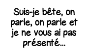 Suis-je bête, on parle, on parle et je ne vous ai pas présenté   