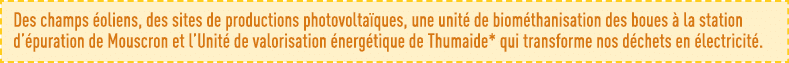 Des champs éoliens, des sites de productions photovoltaïques, une unité de biométhanisation des boues à la station d    