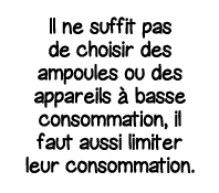 Il ne suffit pas de choisir des ampoules ou des appareils à basse consommation, il faut aussi limiter leur consommation 