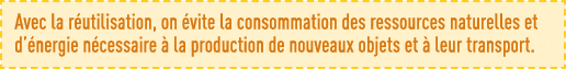 Avec la réutilisation, on évite la consommation des ressources naturelles et d énergie nécessaire à la production de    