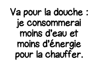Va pour la douche : je consommerai moins d eau et moins d énergie pour la chauffer 