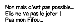 Non mais c est pas possible    Elle ne va pas le jeter   Pas mon Fifou   