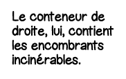 Le conteneur de droite, lui, contient les encombrants incinérables 
