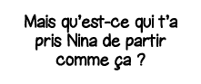 Mais qu est-ce qui t a pris Nina de partir comme ça  