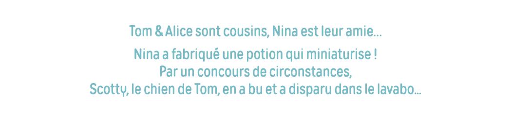 Tom & Alice sont cousins, Nina est leur amie  Nina a fabriqué une potion qui miniaturise   Par un concours de circons   