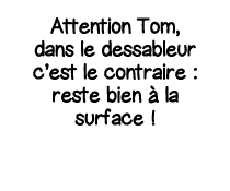 Attention Tom, dans le dessableur c est le contraire : reste bien à la surface  