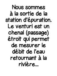 Nous sommes à la sortie de la station d épuration  Le venturi est un chenal (passage) étroit qui permet de mesurer le   