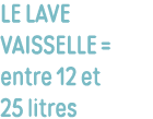 le lave vaisselle   entre 12 et 25 litres 