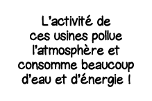 L activité de ces usines pollue l atmosphère et consomme beaucoup d eau et d énergie  