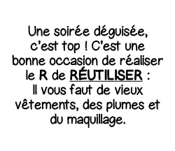 Une soirée déguisée, c est top   C est une bonne occasion de réaliser le R de Réutiliser : Il vous faut de vieux vête   
