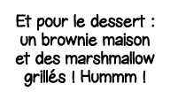 Et pour le dessert : un brownie maison et des marshmallow grillés   Hummm  