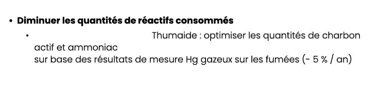 • Diminuer les quantit s de r actifs consomm s • Thumaide : optimiser les quantit s de charbon actif et ammoniac sur ...
