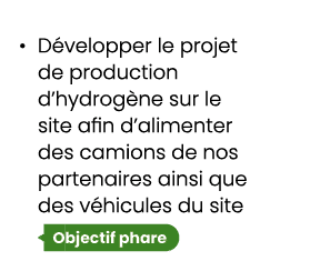 • D velopper le projet de production d’hydrog ne sur le site afin d’alimenter des camions de nos partenaires ainsi qu...