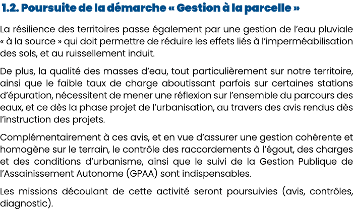  1.2. Poursuite de la d marche « Gestion  la parcelle » La r silience des territoires passe  galement par une gestio...
