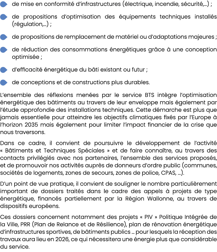 ￼ de mise en conformit d’infrastructures ( lectrique, incendie, s curit ,…) ; ￼ de propositions d’optimisation des  ...