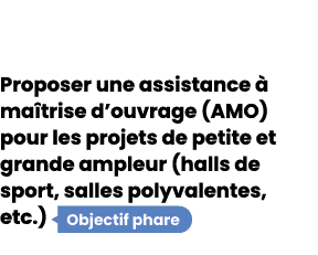  Proposer une assistance  ma trise d’ouvrage (AMO) pour les projets de petite et grande ampleur (halls de sport, sal...