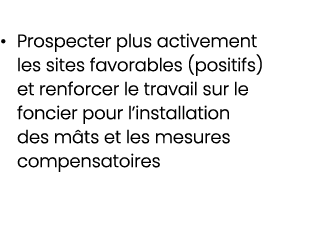 • Prospecter plus activement les sites favorables (positifs) et renforcer le travail sur le foncier pour l’installati...