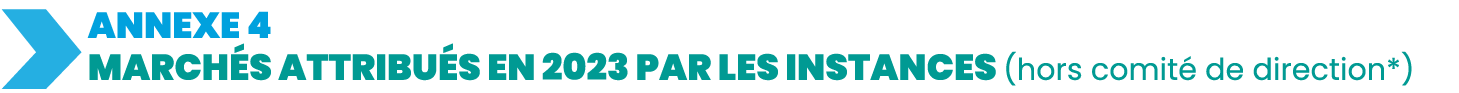   Annexe 4 Marchés attribués en 2023 par les instances (hors comité de direction*) 