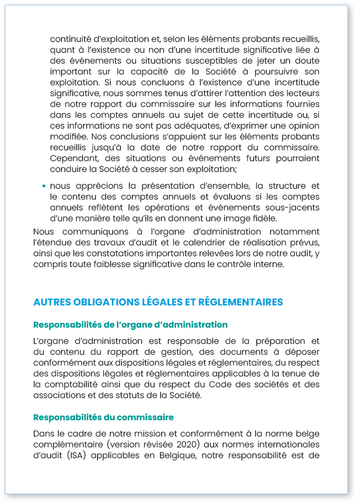 continuité d exploitation et, selon les éléments probants recueillis, quant à l existence ou non d une incertitude si   